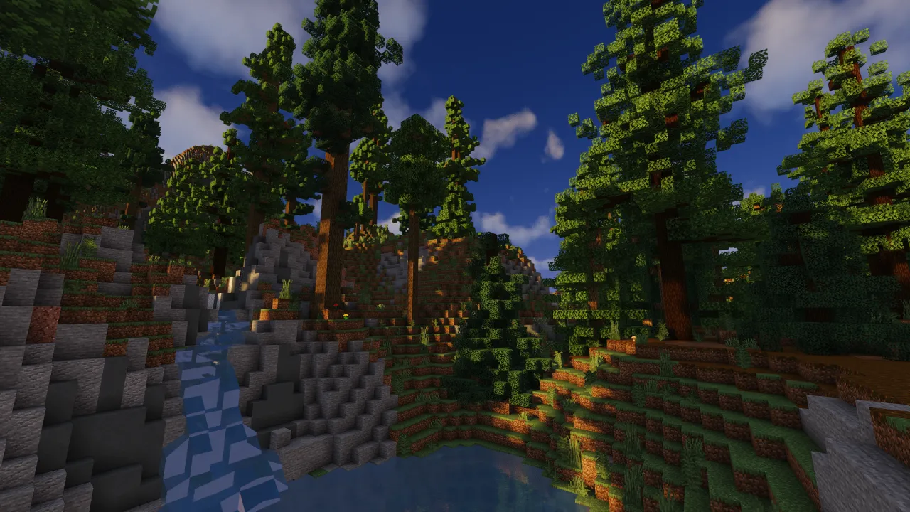 Spruce forest and stream in the Diversity 3 map