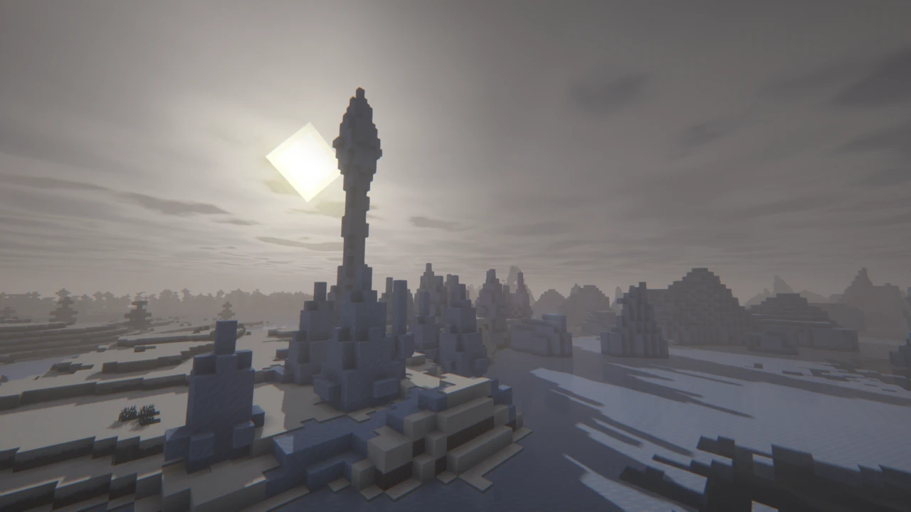 Ice spikes under a pale sky with Insanity Shaders