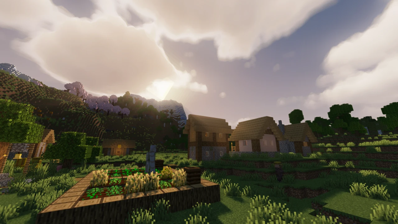 Village farm at sunrise with MakeUp Ultra Fast Shaders