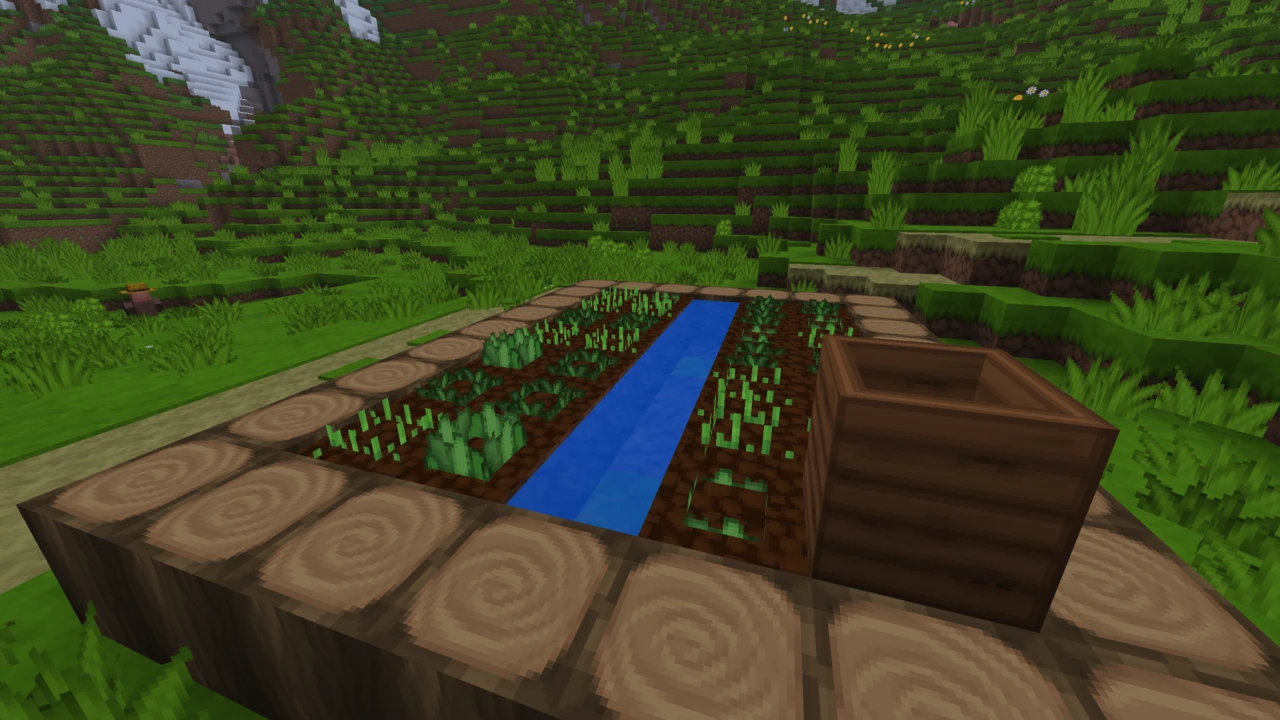 Irrigated crop farm with the Sapixcraft texture pack