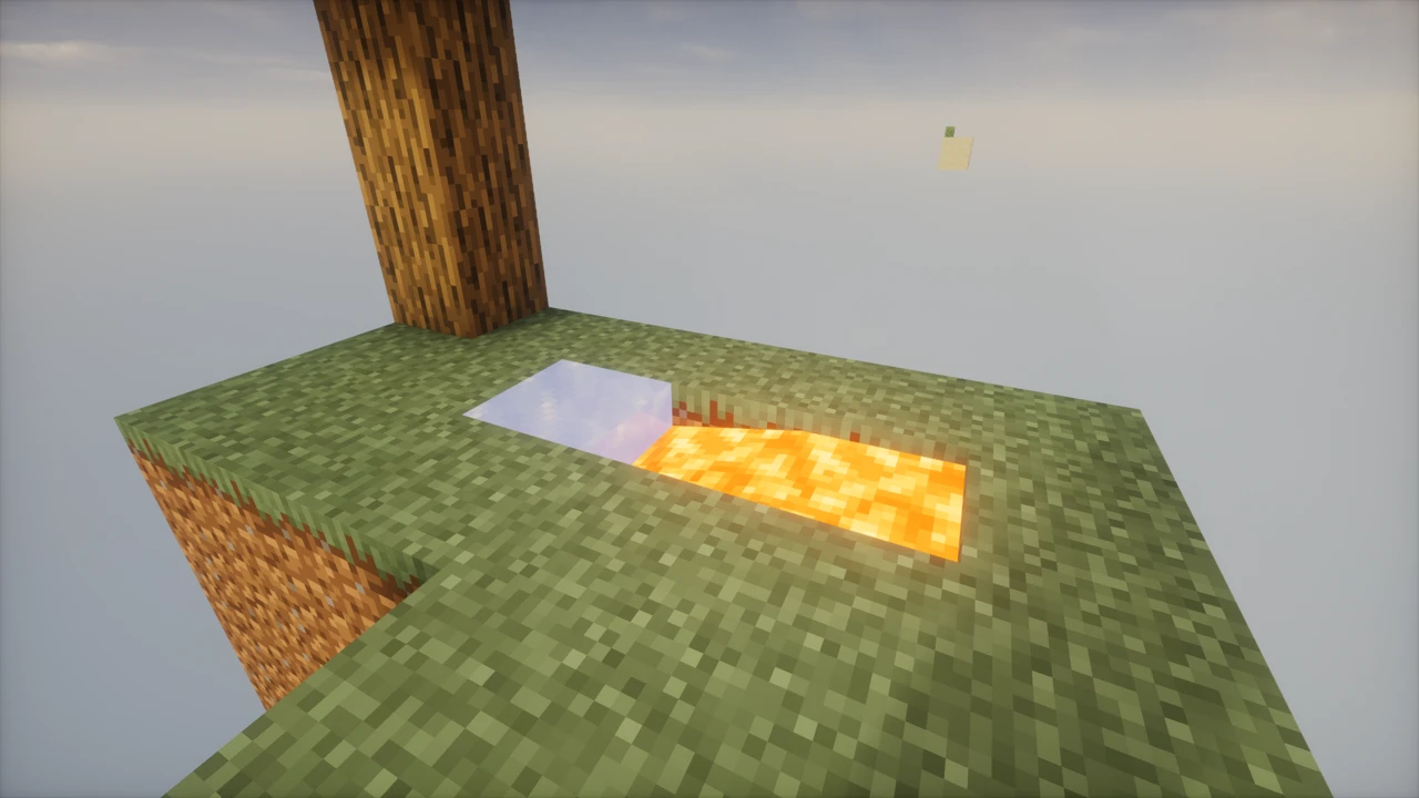 Water and lava placed together on the SkyBlock island