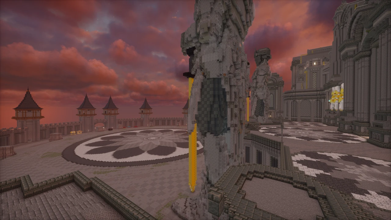 Palace courtyard at sunset in Unstable SMP