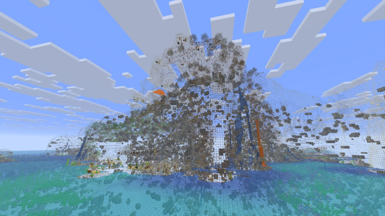An island seen through the X-Ray texture pack from the ocean